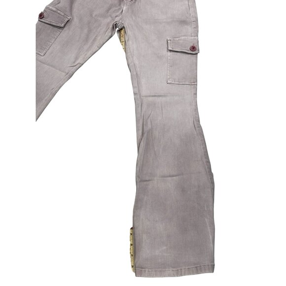 Pink Flared Cargo Pants Women Size 40 By Brownie Made In Spain Cotton Blend - Picture 6 of 8